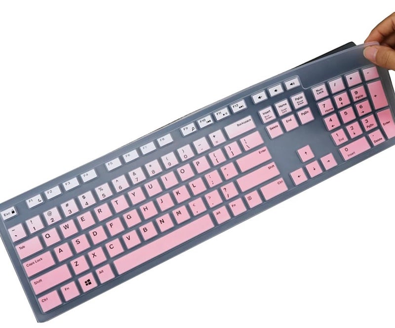 UHamn Silicone Keyboard Skin Cover Compatible with Dell Desktop KM636 KB216 Keyboard, Dell Optiplex 5250 3050 3240 5460 7450 7050, Dell Inspiron AIO 3475 3670 3477 All-in one Desktop Keyboard (Pink Ombre) - Image 1